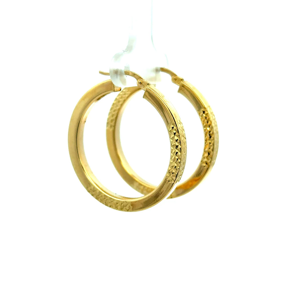 Earrings Textured Hoops 32.5 3mm 10K