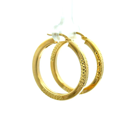 Earrings Textured Hoops 32.5 3mm 10K