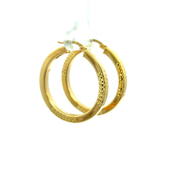 Earrings Textured Hoops 32.5 3mm 10K