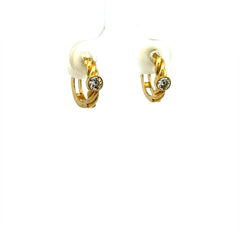 Earrings Huggie with CZ 12 3.5mm 10K