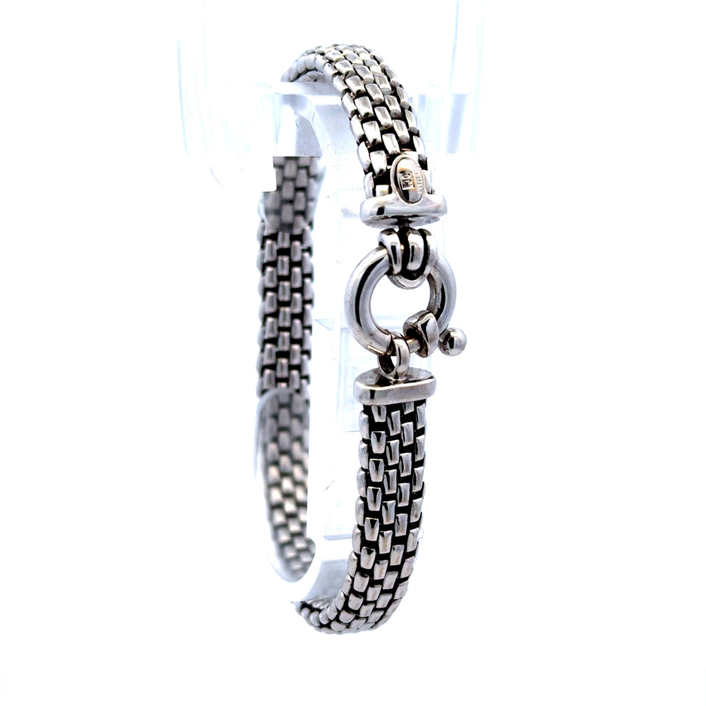 Bracelet Woven Mesh White Gold 8mm 7" 14K