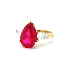 Ring Women Trio Wine Teardrop Stone 7 2.5mm 10K