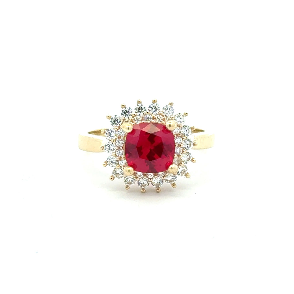 Ring Floral Women Wine Square Stone 7 2mm 10K