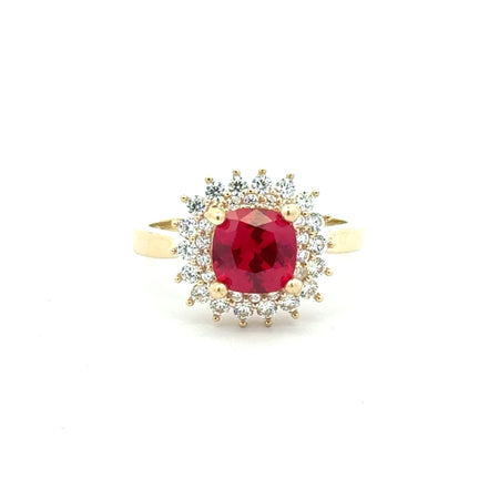 Ring Floral Women Wine Square Stone 7 2mm 10K