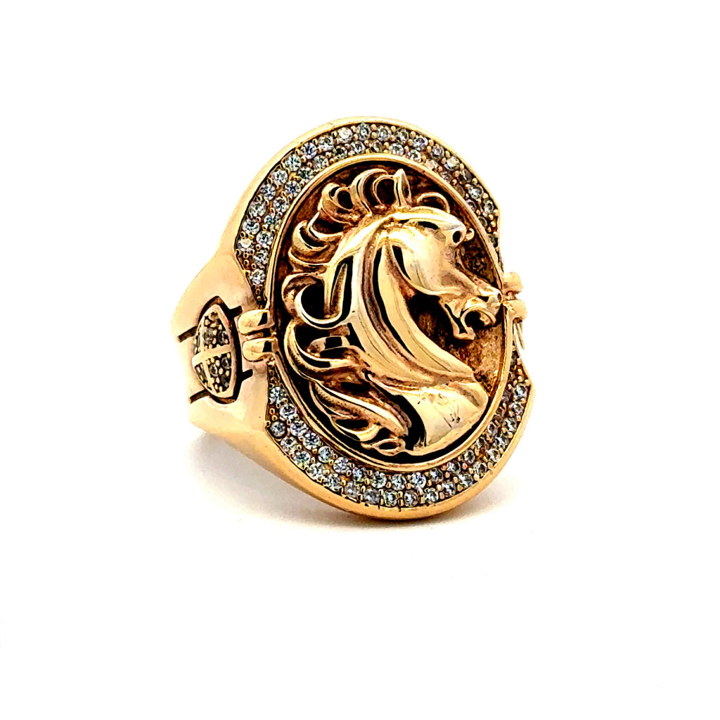 Ring Horse Head with CZ 8.5 5mm 14K