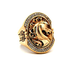 Ring Horse Head with CZ 8.5 5mm 14K