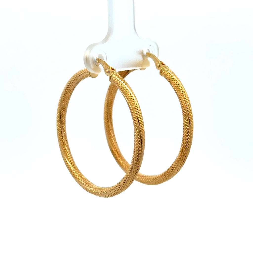 Earrings Twisted Textured Hoops 36 2.5mm 10K