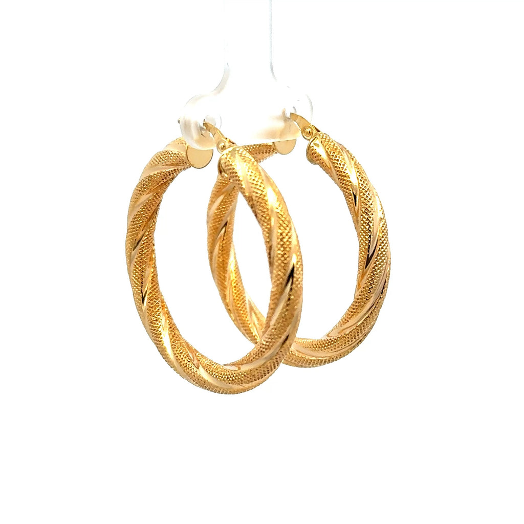 Earrings Twisted Textured Hoops 40 4.5mm 10K