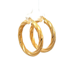 Earrings Twisted Textured Hoops 21 5mm 10K