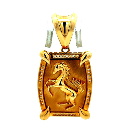 Pendant Horse on Shield with CZ 44.5 14K