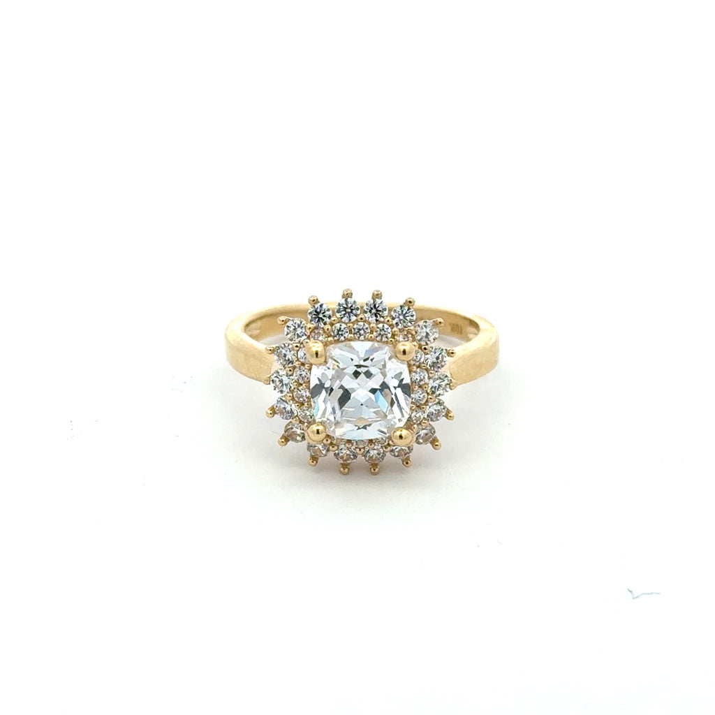 Ring Floral Women Square Stone 7 2mm 10K