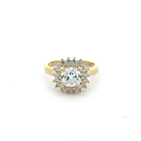 Ring Floral Women Square Stone 7 2mm 10K