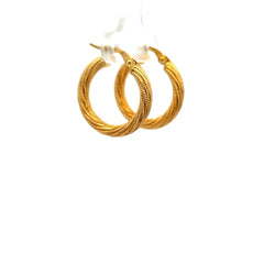 Earrings Twisted Textured Hoops 22 3mm 10K