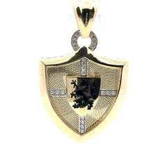 Pendant Mythical Shadow in Fine Textured Shield with CZ 64.5 10K