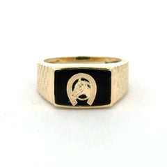 Ring Jubilee and Horseshoe on Onyx 10.5 4mm 10K