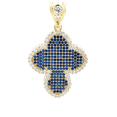 Pendant CZ-Iced Trefoil Blue Cross 48.5 10K