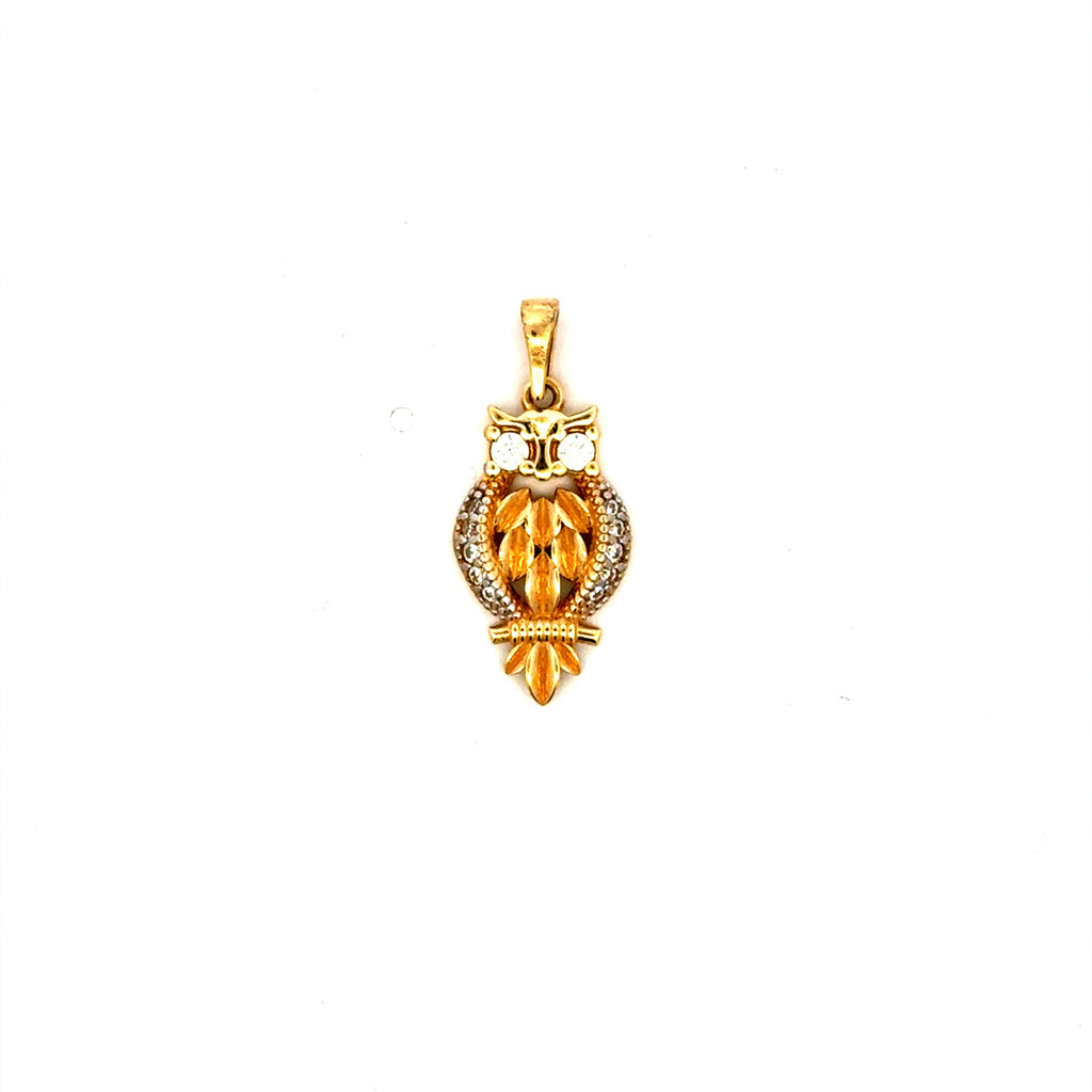 Pendant Owl with CZ 24.5 14K