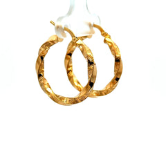 Earrings Twisted Textured Hoops 27.5 3mm 10K