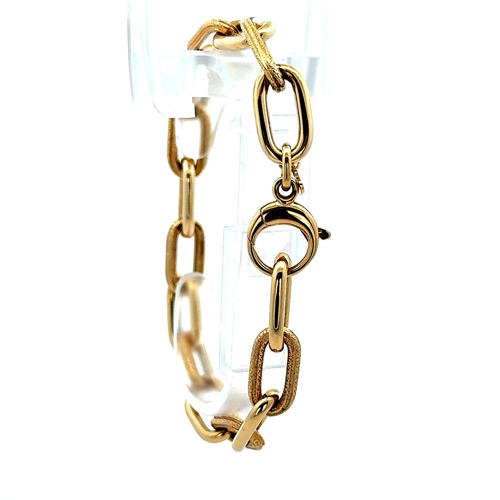 Bracelet Oval Textured Link 9mm 7.5" 14K