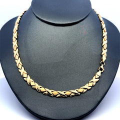 Necklaces Textured X&O with Lobster Lock 6mm 18" 14K