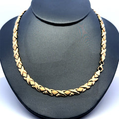 Necklaces Textured X&O with Lobster Lock 6mm 18" 14K
