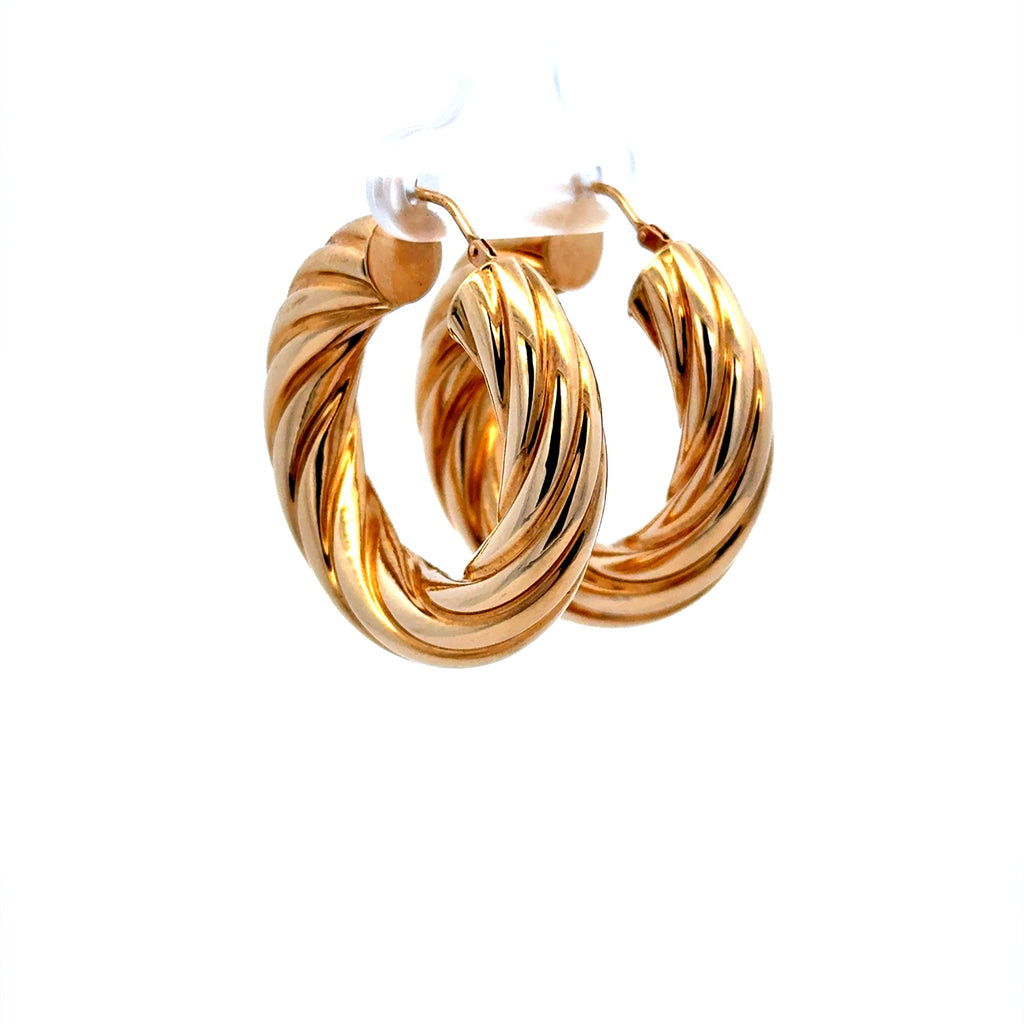 Earrings Twisted Hoops 33.5 7mm 14K