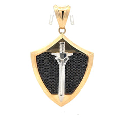 Pendant Black CZ Sword Shield 72.5 10K