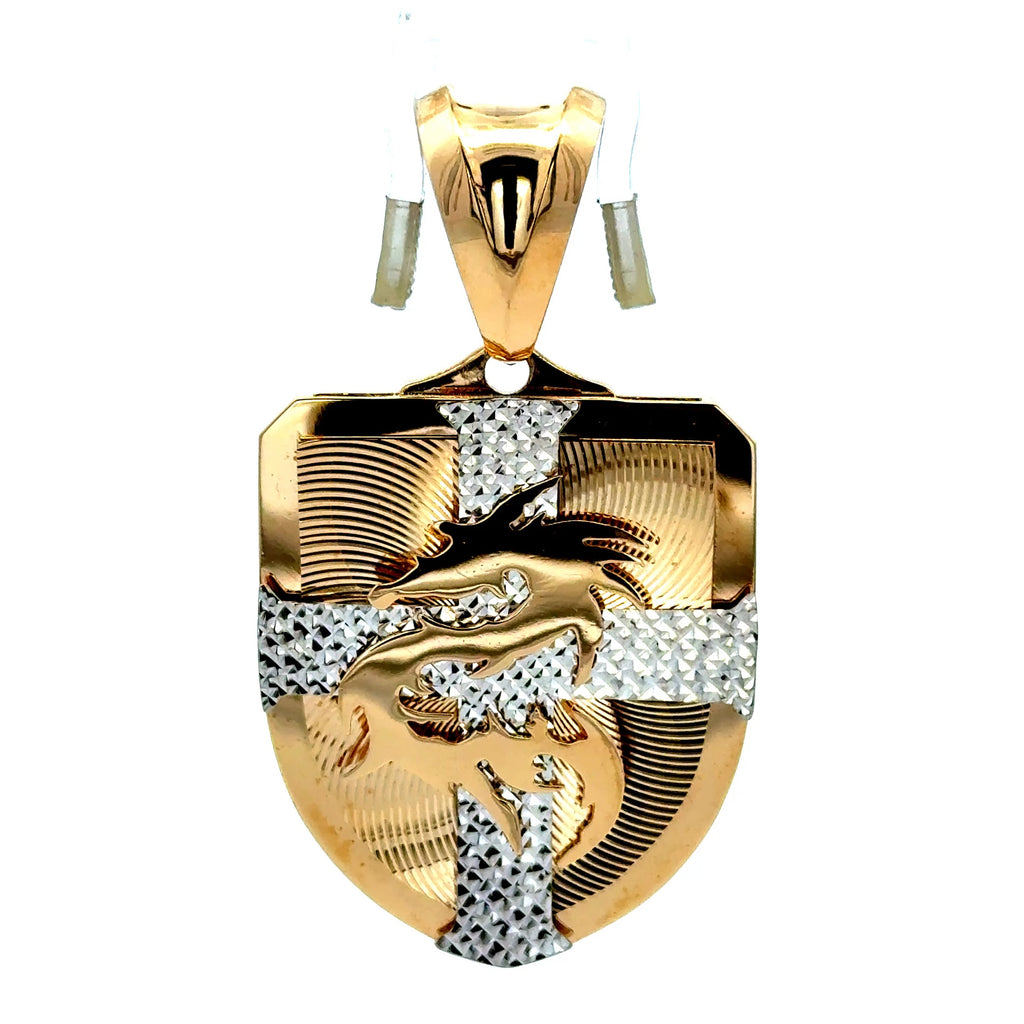 Pendant Dragon on Shield Two-Tone 57 14K