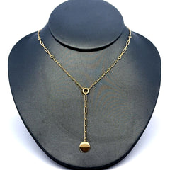 Chain Oval Slim Link w Drop Pendant 1.5mm 18" 14K