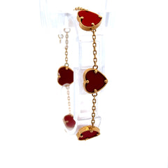 Bracelet Red Heart Dainty Stations 11.5mm 8" 14K