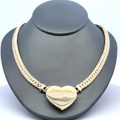 Necklaces Flat Herringbone with Heart Lock 26.5mm 16" 10K