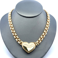 Necklaces Chino Link With Heart Lock 8mm 16" 14K