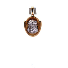 Pendant Two-Tone Shield with Jesus Face 33.5 14K