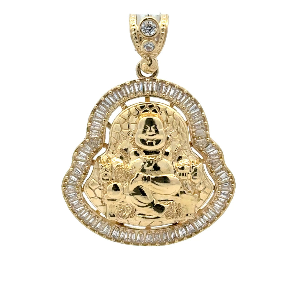 Pendant CZ Halo Seated Buddha 43.5 10K