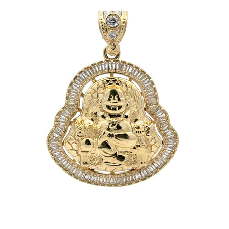 Pendant CZ Halo Seated Buddha 43.5 10K