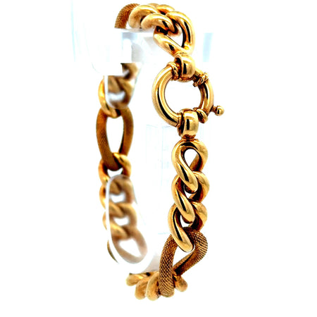 Bracelet Textured Hollow Figaro 10.5mm 7" 14K