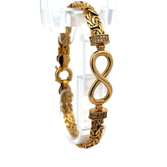 Bracelet Byzantine with Eight Shaped Detail & CZ 6.5mm 7.5" 10K