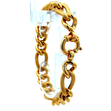 Bracelet Textured Hollow Figaro 11mm 7.5" 14K
