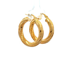 Earrings Twisted Textured Hoops 30 4.5mm 10K