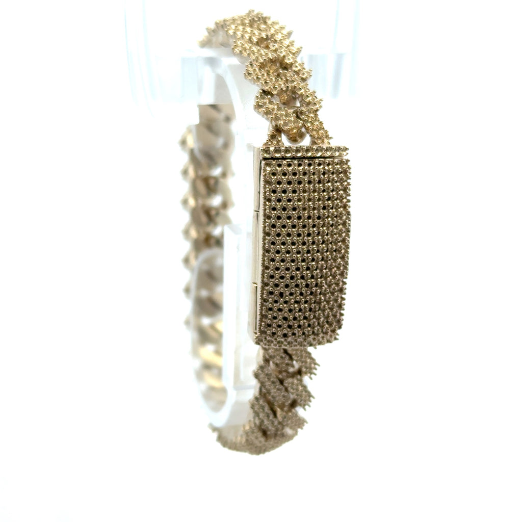 Bracelet Iced Cuban without Stones White Gold 11mm 7" 10K