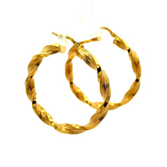 Earrings Twisted Textured Hoops 40 4mm 10K