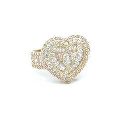 Ring Band CZ-Iced with Multistone Heart 9.5 5.5mm 10K