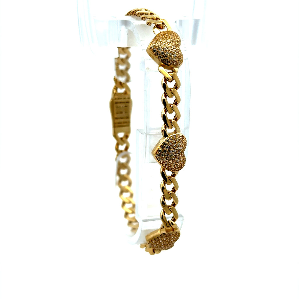 Bracelet Hearts Monaco 5mm 7" 10K