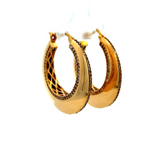 Earrings Plain Hoops with CZ 34.5 6.5mm 14K