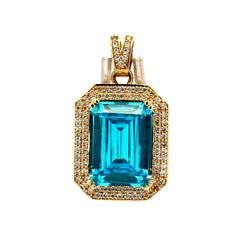 Pendant Women Colored Stone and CZ 39.5 10K