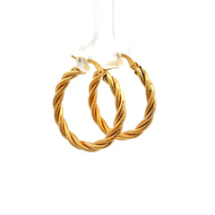 Earrings Twisted Textured Hoops 28 3mm 10K