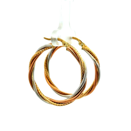 Earrings Twisted Textured Hoops 32.5 3.5mm 10K