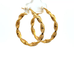 Earrings Twisted Textured Hoops 27.5 3mm 10K