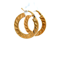 Earrings Textured Hoops 25 2mm 14K
