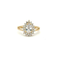 Ring Floral Women Oval Stone 7 2mm 10K